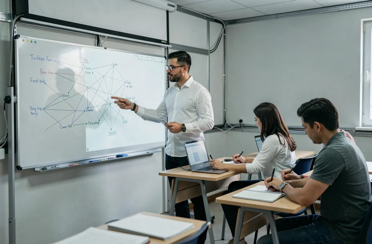 Formateur d'Antibug & Formation expliquant des concepts informatiques à un groupe d'adultes en salle de cours