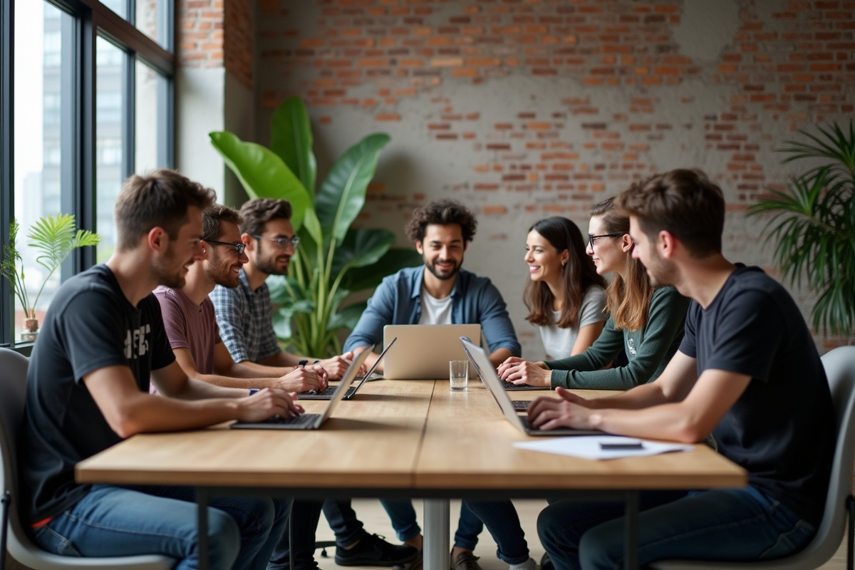 Groupe de developpeurs web au bureau moderne
