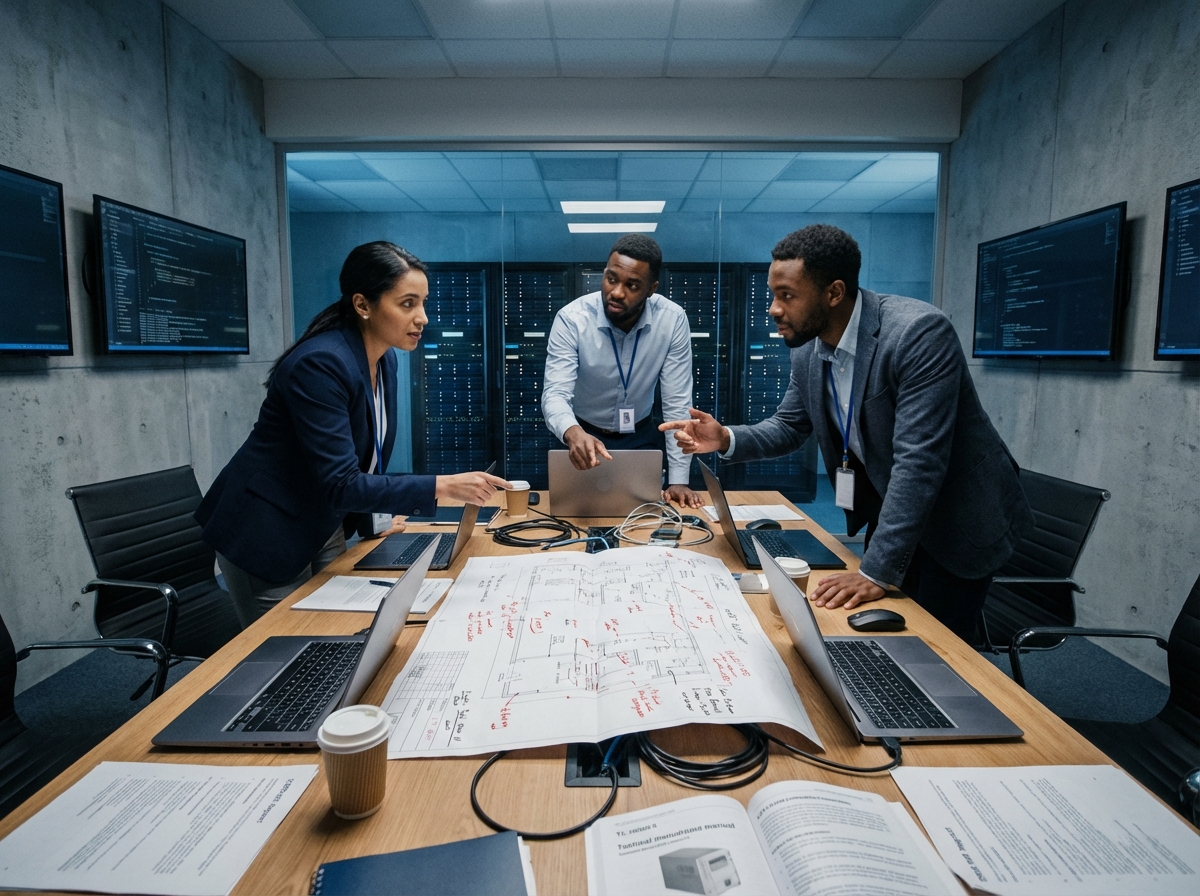 Equipe d experts IT collaborant autour d une table