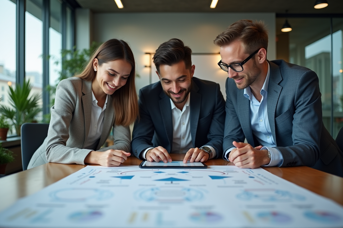 Groupe de jeunes professionnels en réunion de travail