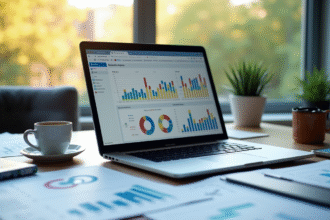 Espace de travail moderne avec tableau de bord backlinks