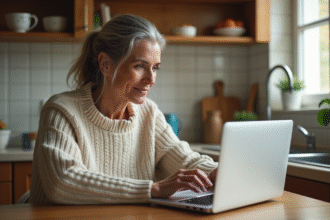 Femme configurant le controle parental sur un routeur WiFi