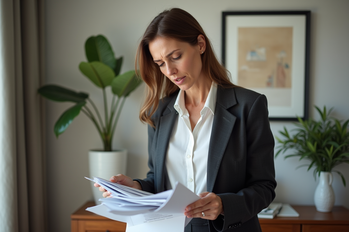 Femme d'âge moyen triant le courrier à l'entrée de la maison