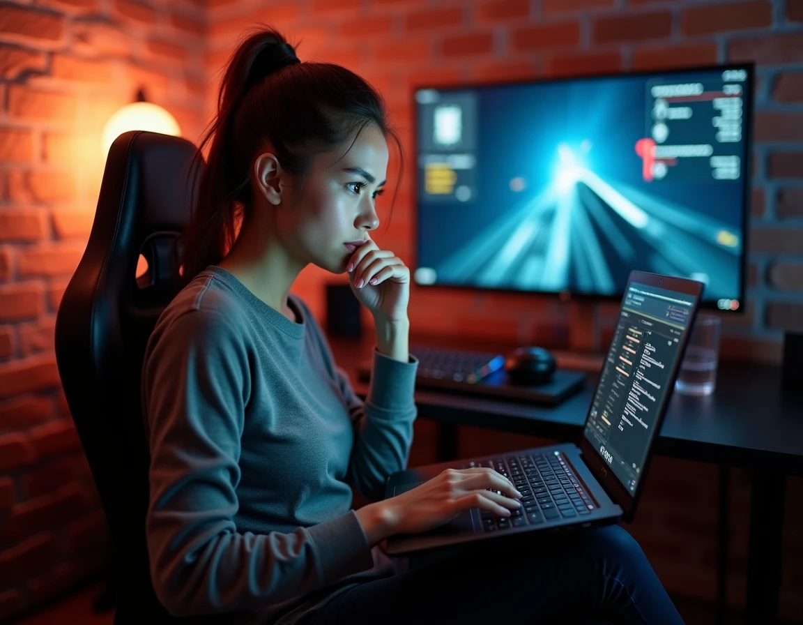 Gameuse ajustant les paramètres expérimentaux de Chrome flags sur un laptop pour réduire la latence et améliorer les FPS en jeu