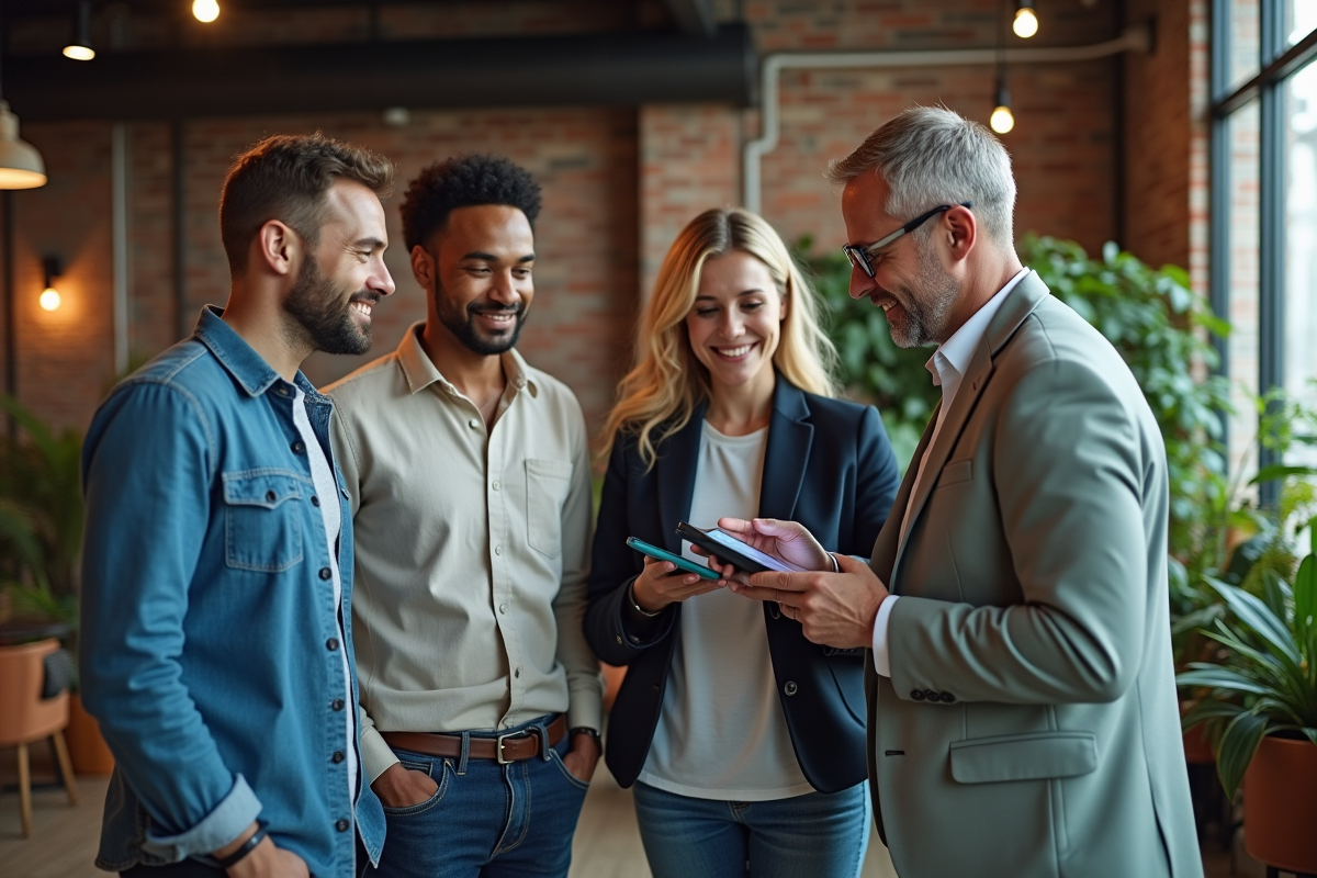 Groupe de professionnels autour d