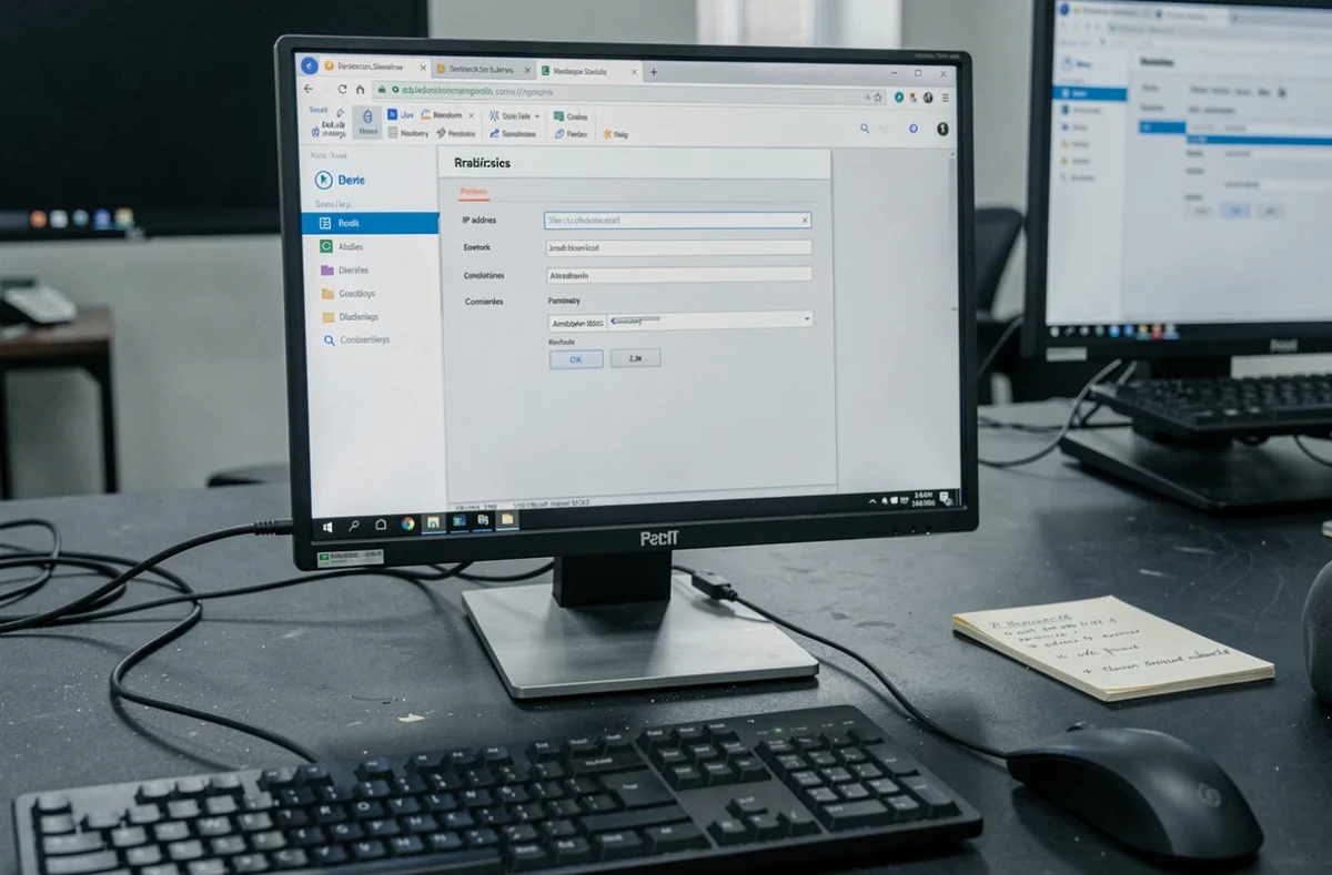 Écran d'ordinateur affichant l'interface d'administration d'un routeur pour modifier l'adresse IP