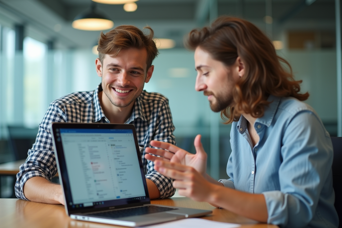 Jeune homme discutant des options de langue dans Access